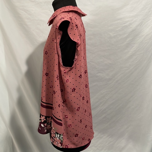 Elle Floral Polka Dot Collar Sleeveless Blouse - Picture 3 of 11